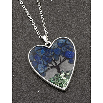 Necklace Tree of Life Heart Lapis Lazuli